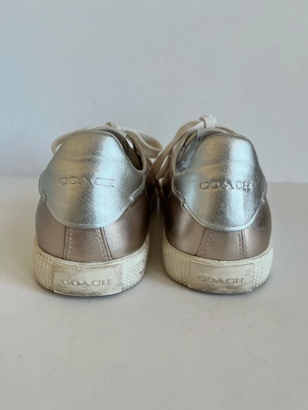 Coach Metallic Silver Low-Top Sneakers women’s size 8B
